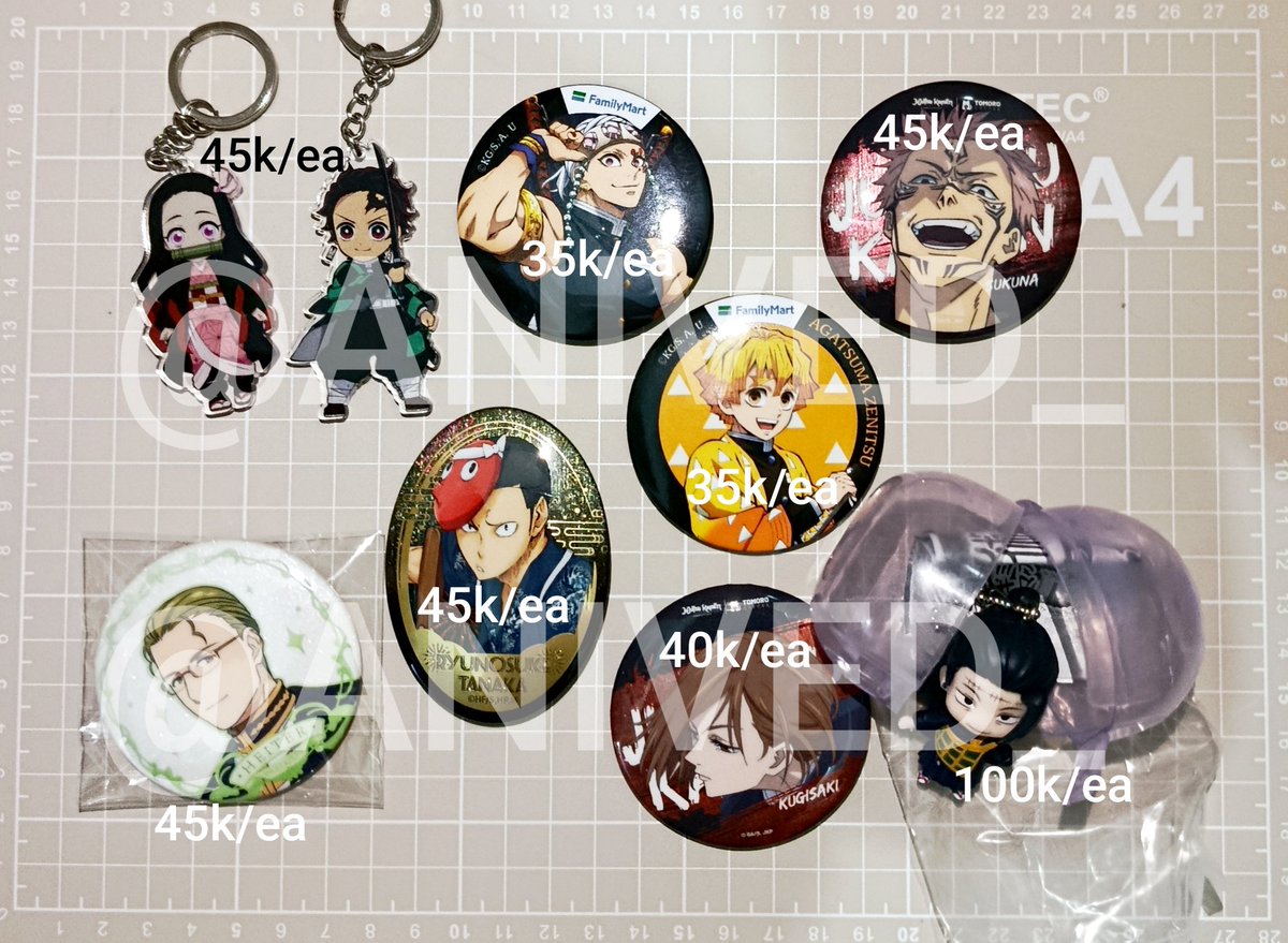 WTS ANIME MERCH 

💸 Di pict
📍Sby
Take banyak aku kasih diskon 🙌🏻
Ada card kny x famima jg

#wts #warunganime #warungjjk #demonslayer #frieren #haikyuu 
Demon slayer jujutsu kaisen frieren haikyuu nezuko tanjiro tengen zenitsu sukuna kugisaki nobara geto kenjaku Tanaka heiter
