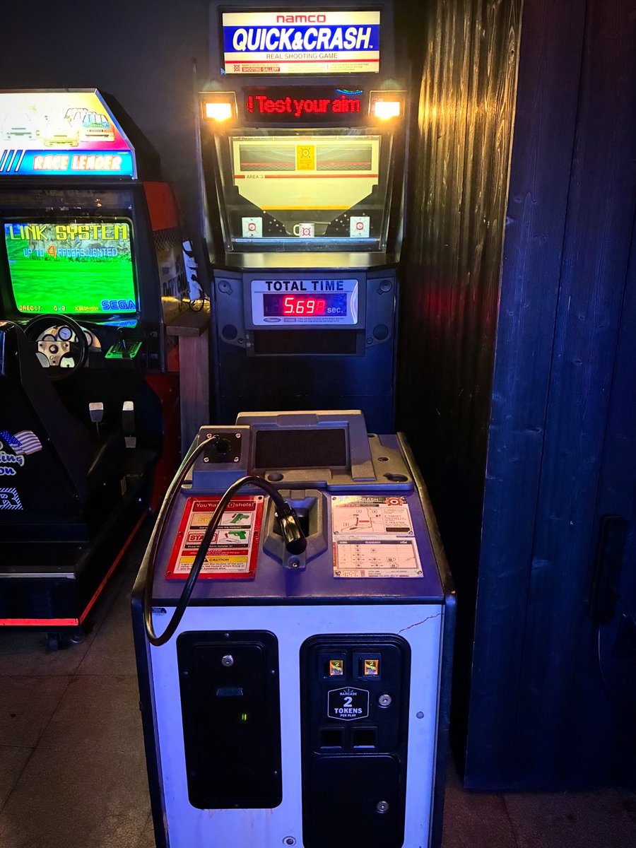 barcade's tweet photo. Attention all Philadelphia gunslingers and quick draw artists - Quick &amp; Crash has returned to Center City! #Barcade #philly #QuickandCrash #arcade #Namco https://t.co/sSqHYqFROS
