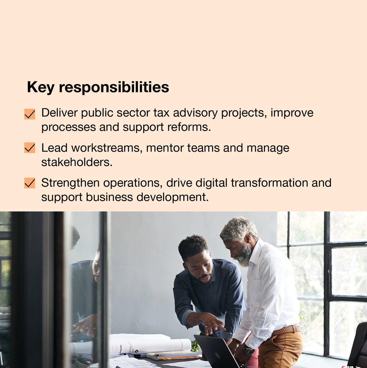 PwCGhana's tweet image. We are hiring!
Our Public Sector Tax Consulting manager will liaise with the public sector, guide teams, mentor future leaders, and ensure meaningful impact for public sector clients. 
Deadline is tomorrow, 30 April 2026: ow.ly/rwPw50YzHIP

#Recruitment #GrowHereGoFurther