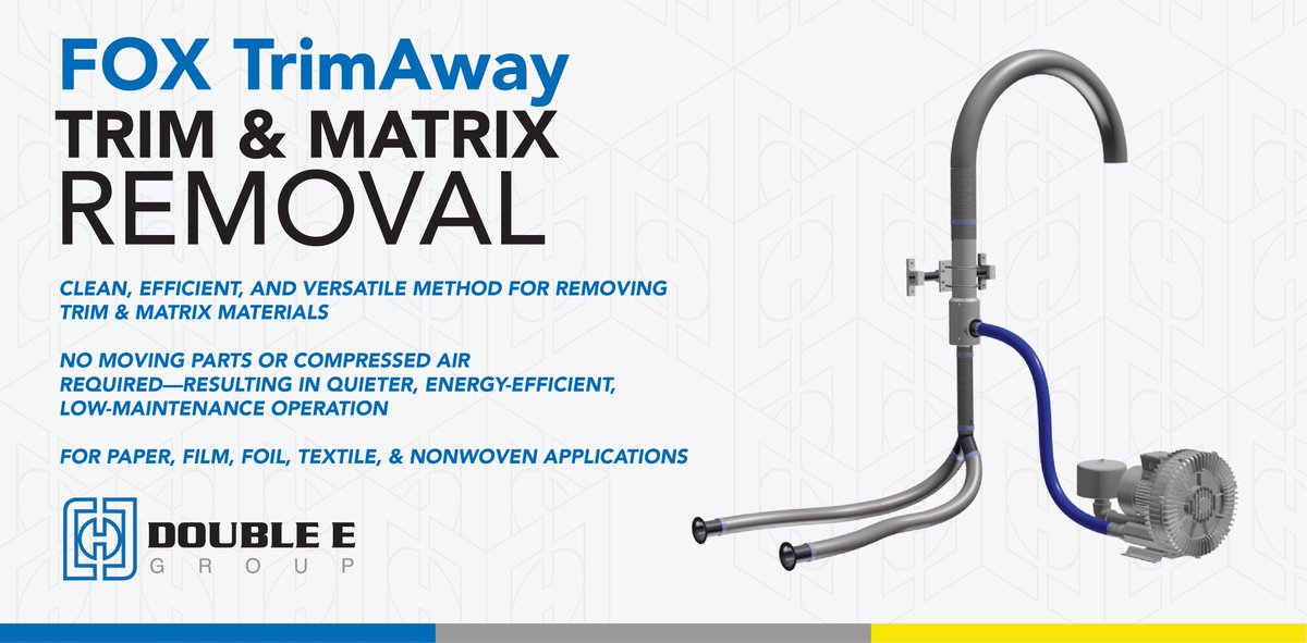 DoubleECompany's tweet photo. FOX TrimAway Systems provide safe, clean, &amp; energy-efficient trim removal. It delivers consistent performance, reduces downtime, lowers energy costs, &amp; keeps your operation running smoothly.
https://t.co/9Z1UDHwyue
#DoubleEGroup #TrimRemoval #convertingindustry #printingindustry https://t.co/PTxwU84Y81