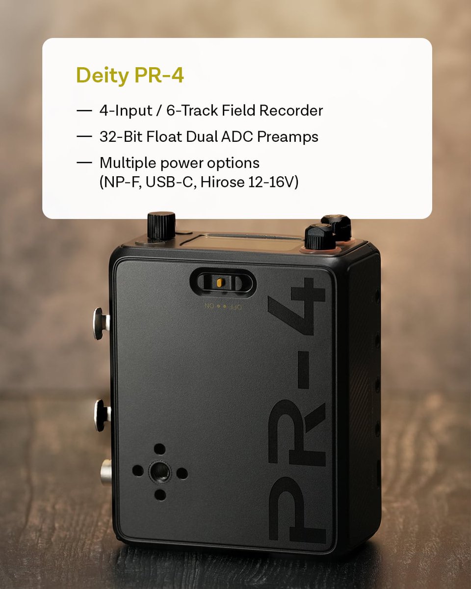 deitymicrophone's tweet image. Whether you're on set, in the field, or chasing the unexpected, the PR-4 keeps up and then some. 

Pre-order now at hubs.ly/Q04c_FjZ0

#SetLife #SoundSpeeds #FilmGear