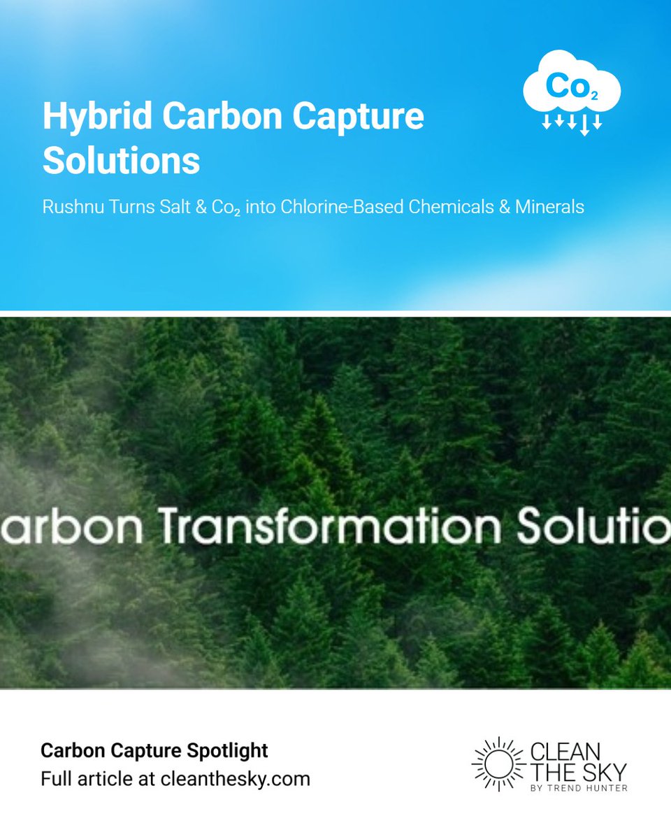 clean_the_sky's tweet image. Rushnu’s CarbonCatalyze tech turns salt and captured CO₂ into essential chlorine-based chemicals, cutting emissions at the source. 

#EcoInnovation #CarbonCapture