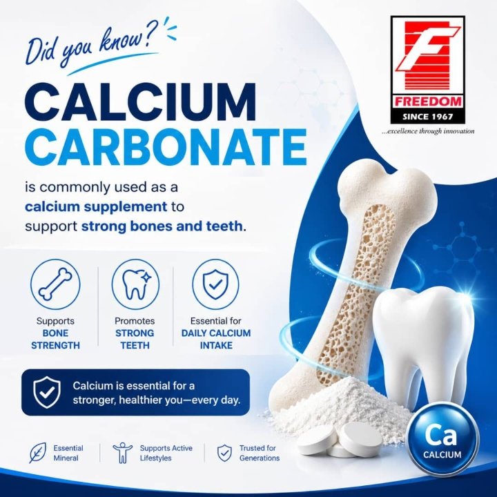 FREEDOMMINERAL's tweet photo. Did You Know?🤔
The same Calcium carbonate used in industrial applications can also be refined to pharmaceutical grade for medical use.
As a trusted calcium supplement, it remains one of the most cost-effective solutions for supporting bone health and helping prevent osteoporosis https://t.co/DFn1lIGkbJ