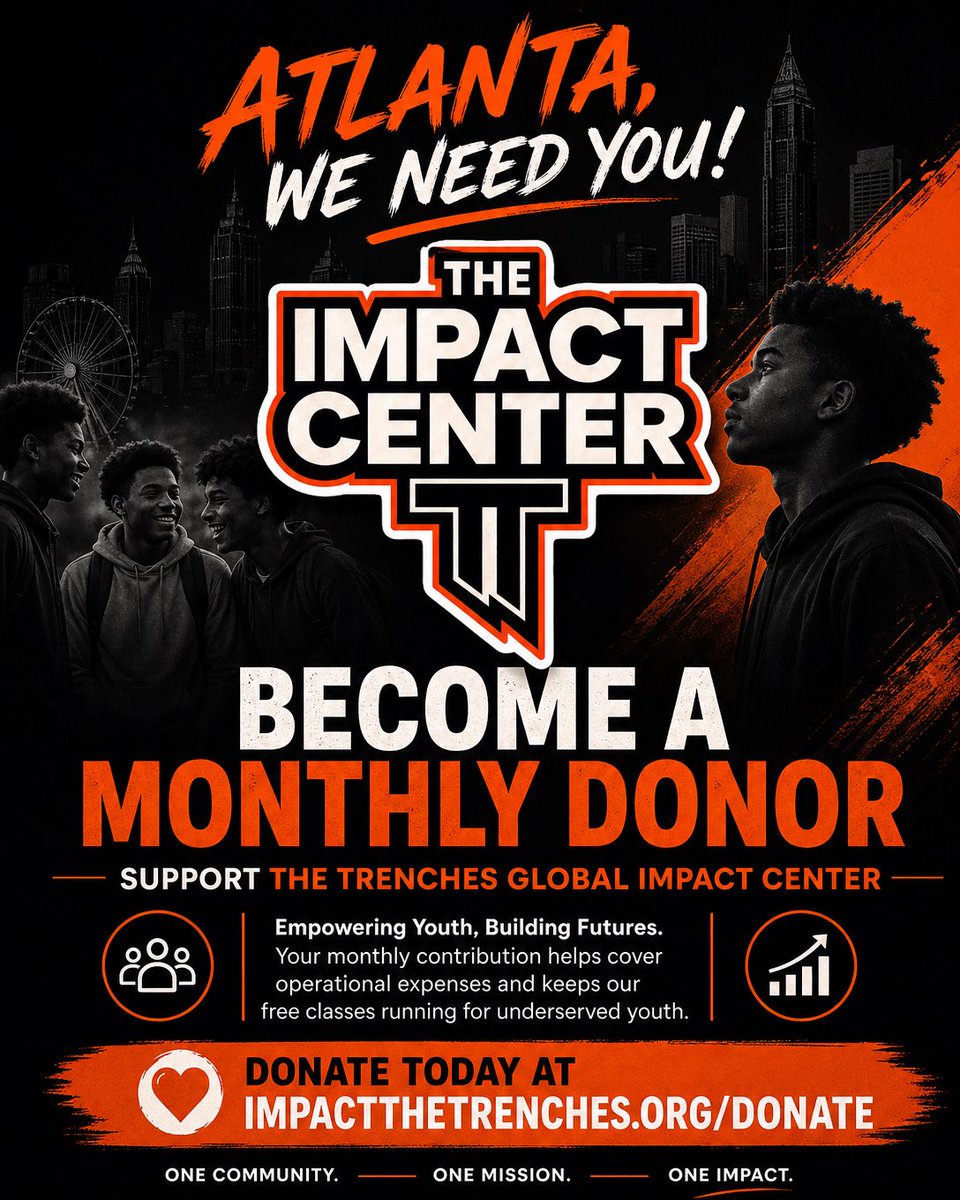 armonrashod's tweet photo. Atlanta we need you! 🌟 Support The Trenches Global Impact Center with a monthly gift to keep our free youth programs running covering rent and hands-on training in construction, AI and the arts. Every dollar builds futures
Donate: https://t.co/sVSeFHGokM
#AtlantaYouth #Community https://t.co/lT8uUw3C1I