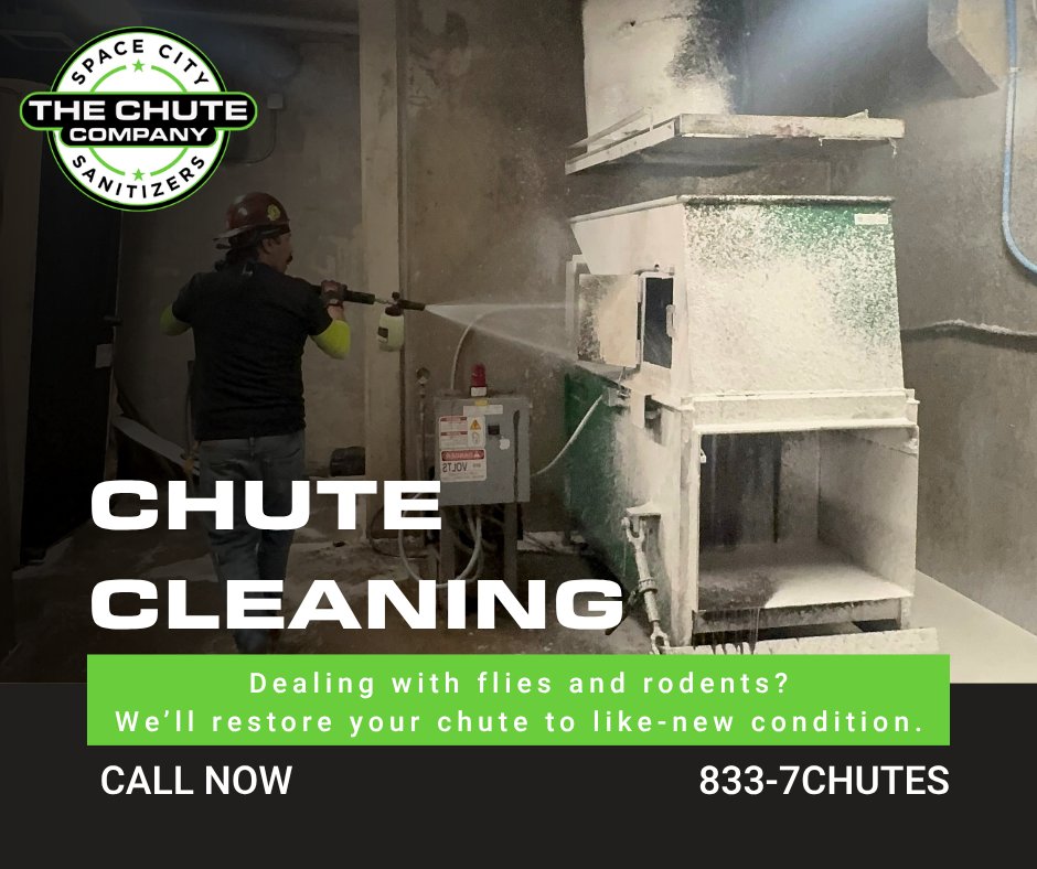 thechutecompany's tweet image. Flies &amp;amp; rodents taking over your trash chute? 🚫🗑️
We deep clean, sanitize &amp;amp; deodorize—bringing it back to like new.

Cleaner chute. Healthier property.
📞 833-7CHUTES
🌐 thechutecompany.com

#FacilityManagement #CleanSpaces #PestPrevention