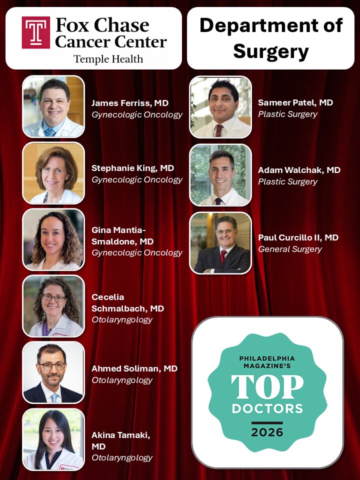 JeffreyFarma's tweet image. Honored and Priveleged to lead such a talented and compassionate team of 2026 @phillymag #TopDoc #Surgeons @FoxChaseCancer @TempleHealthMed @AmColSurgCancer @AmCollSurgeons