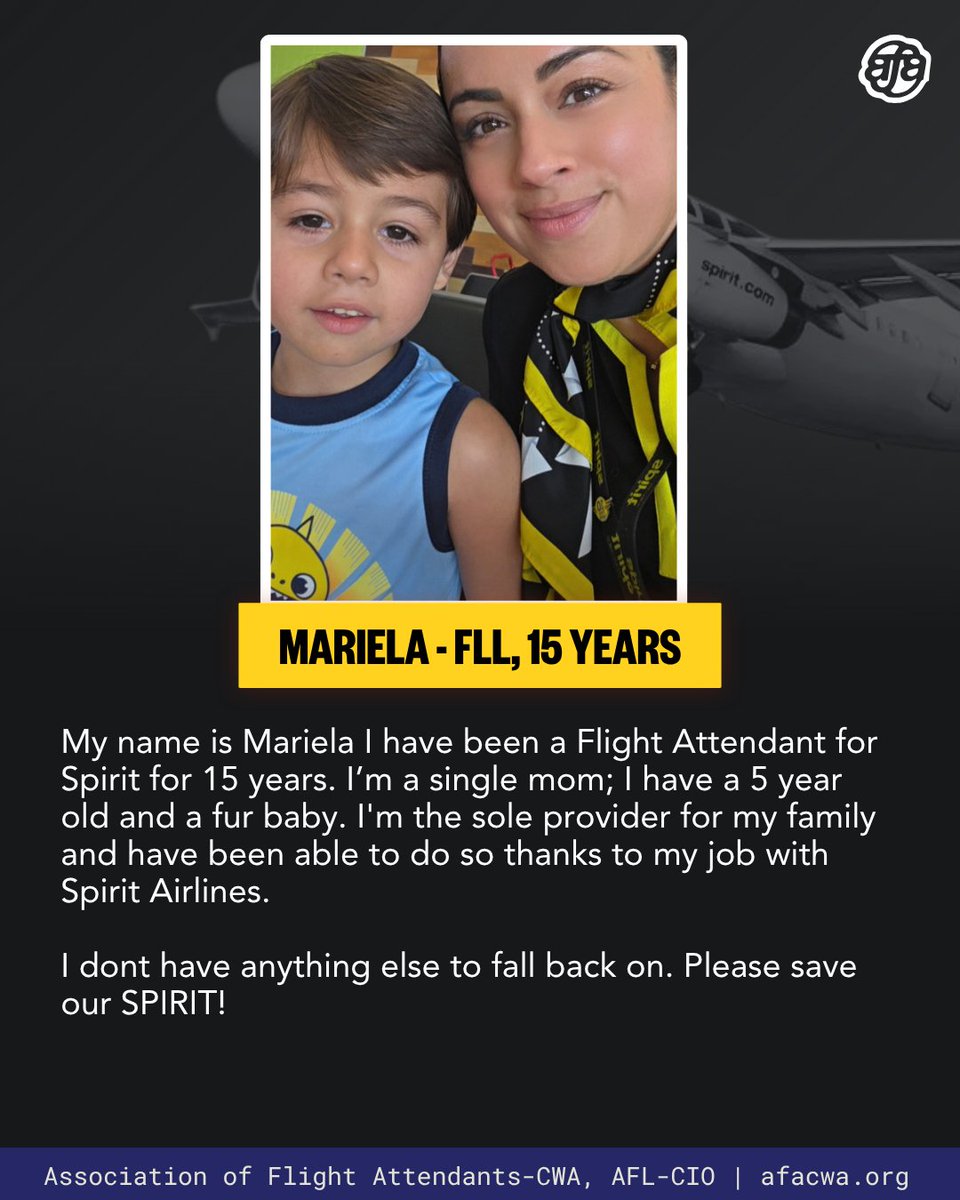 afa_cwa's tweet photo. "..And it’s not just us. I hear it from guests all the time: they rely on us. For many, we’re the difference between being able to travel or staying home. This isn’t just an airline. It’s people. It’s access. It’s livelihoods." #SaveOurSpirit https://t.co/VqOKavjFcY