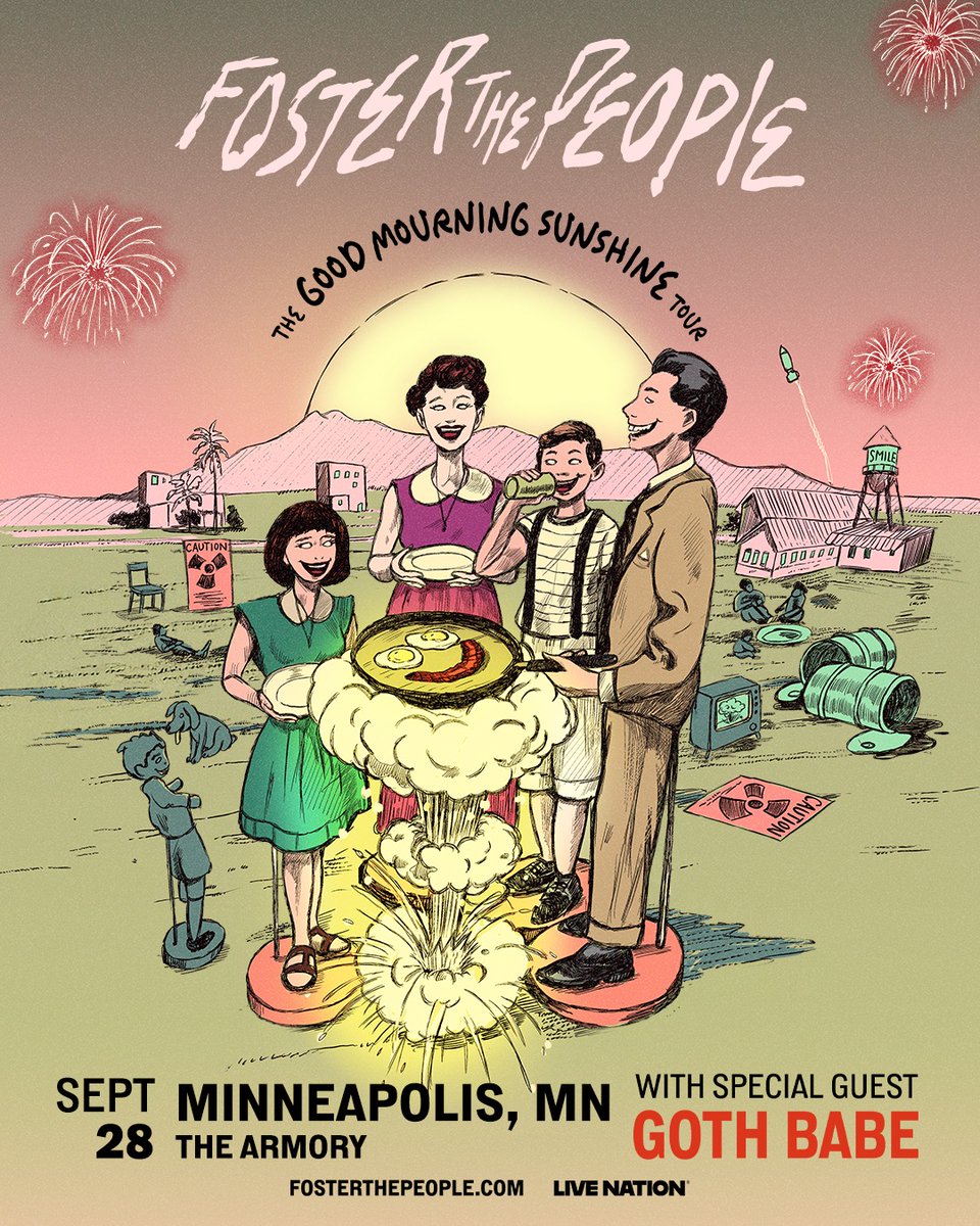 ArmoryMn's tweet photo. 🚨ANNOUNCEMENT: Foster The People🚨
Foster The People is bringing the Good Mourning Sunshine Tour to The Armory on September 28th with special guest Goth Babe! Sign up now for the Artist Presale:https://t.co/FqvsN2FsNP

Armory Premium + More info @ https://t.co/Q9266dHkt2 https://t.co/eJ5hpXWRw0