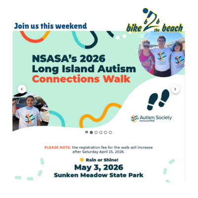 BiketotheBeach's tweet photo. We’re supporting Autism Society NSASA’s 1st Annual Walk. THIS SUNDAY, May 3, Bike to the Beach WALKS in support of @NassSuffASA

Join our team, bring your crew, and be part of something meaningful. 💙

#BikeToTheBeach #AutismAcceptance #WalkForAutism https://t.co/gnBcViwjKw