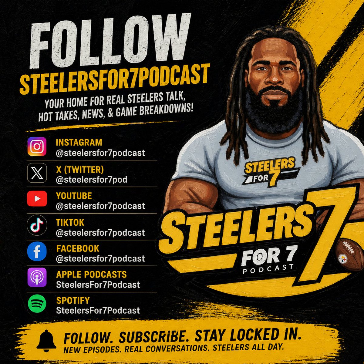 KevEZE's tweet image. Real talk. Hot takes. No filter.
If you bleed black &amp;amp; gold, this is where you need to be. @Steelersfor7pod

🏈 Game breakdowns
📰 Latest Steelers news
🔥 Unfiltered opinions

#Steelers #HereWeGo #NFL #SteelersNation