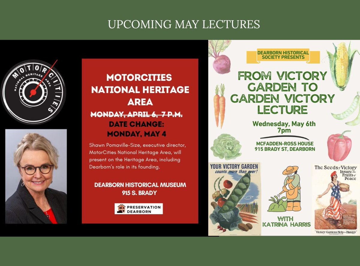 DearbornHMuseum's tweet photo. Upcoming May Lectures at the DHM https://t.co/wBJNwgYuBB