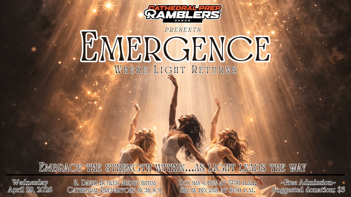 CPRamblers's tweet image. Join the Prep Dance Ensemble TONIGHT for their Spring Showcase! Performances begin at 6:30 p.m. in the H. David Bowes Auditorium. Admission is FREE. Enjoy student-choreographed performances in a variety of popular dance/music genres. You don’t want to miss it! #Prep #Dance 🩰💃