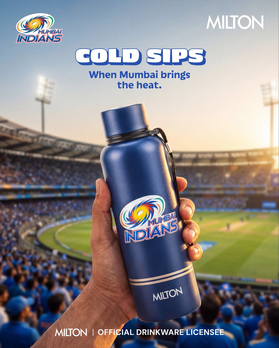 MiltonHomewares's tweet photo. Big hits on field. Cool sips in hand. 💙

Built for the full innings.

Milton | Official Drinkware Licensee | MI

[Milton, cricket, bottles, cricket fever, Mumbai Indians]

#MiltonHomewares #StayCool #DrinkingPartner #Cricket #GameOn https://t.co/trh70iqKzm