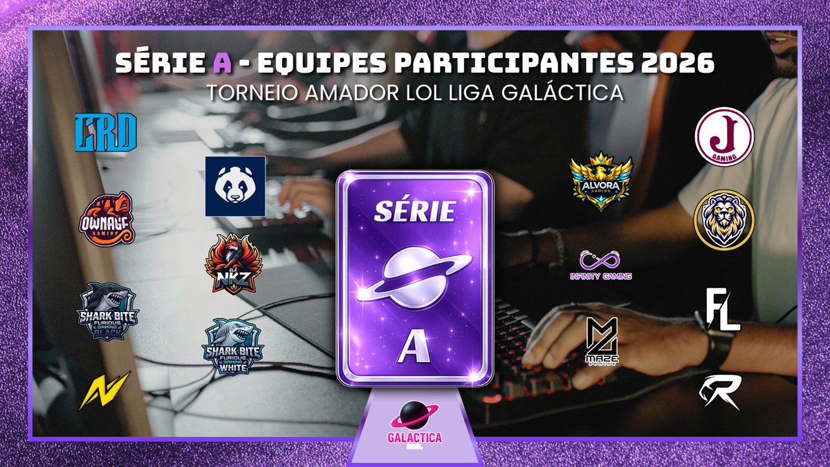 ligagalactica_'s tweet photo. > APRESENTANDO AS EQUIPES QUE COMPETIRÃO DA SÉRIE A 2026.1 DA LIGA GALÁCTICA
@gaming_ownage @juventusgamingg @CRDLOL @NkzCla99651 @roguecrew_ @playneon
#GoGoldenSoul #GoMazeGG #GoSharkBiteWhite #GoSharkBiteBlack #GoFinalLevel #GoKumaGaming #GoAlvoraGaming https://t.co/gUxep2XEfN