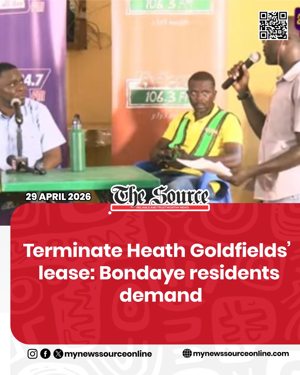 mynewsSourceOnl's tweet image. Community members in Bondaye are calling on authorities to end Heath Goldfields’ lease
Full Story : mynewssourceonline.com/terminate-heat…
#ghana #gold