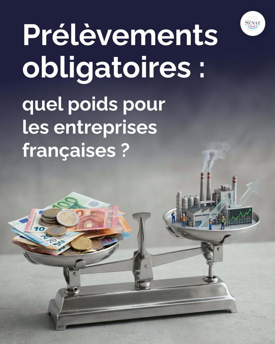 Senat's tweet image. 🏭Quel poids représentent les prélèvements obligatoires pour les entreprises françaises ?

C’est pour répondre à cette question régulièrement soulevée dans les débats parlementaires, notamment lors de l'examen des budgets, qu’une mission d'information a été créée au Sénat, à