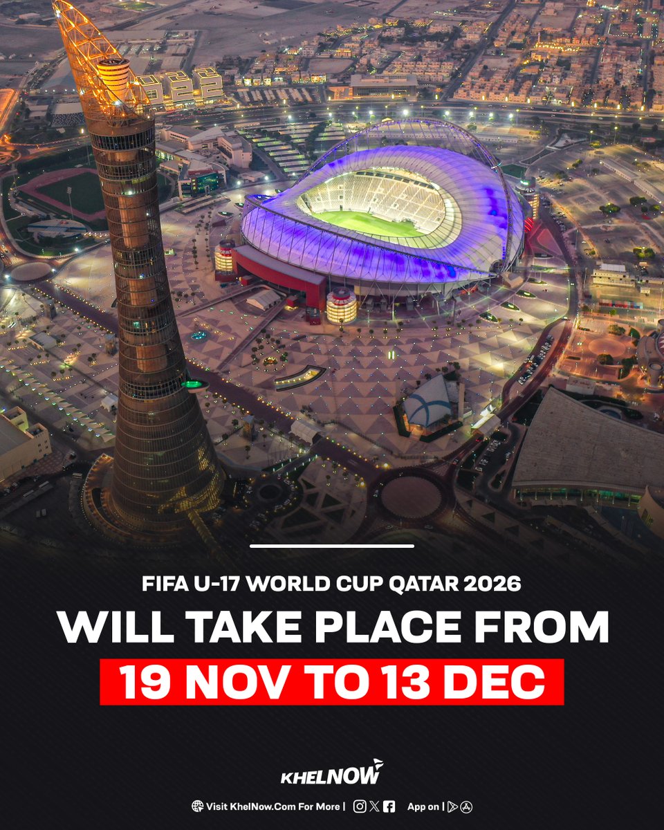 KhelNow's tweet image. FIFA has confirmed that the FIFA U-17 World Cup Qatar 2026 will run from November 19 to December 13, with Qatar once again hosting the expanded 48-team tournament!!

#IndianFootball #FIFA