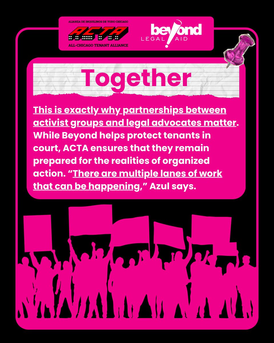 BeyondLegalAid's tweet photo. As we prepare to celebrate May Day, we invite  readers to learn  about the intersections of housing justice and workers' rights with our community partner, All-Chicago Tenant Alliance (ACTA). To learn more, visit the first link in our bio/about section! #HousingJustice https://t.co/vllJepDcmv