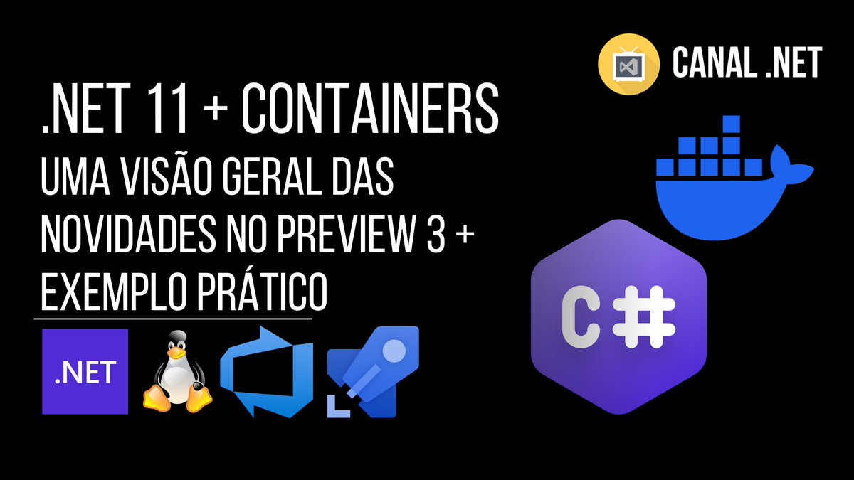 RenatoGroff's tweet image. Novo vídeo no Canal .NET -&amp;gt; .NET 11 + Containers: uma visão geral das novidades no Preview 3 + exemplo prático -- Link: youtube.com/watch?v=uzkHGt…

C/ @luizcarlosfaria 

#dotnet11 #containers #docker #dotnet #csharp #devsecops #cybsersecurity #devops #security #cybersecurity #linux