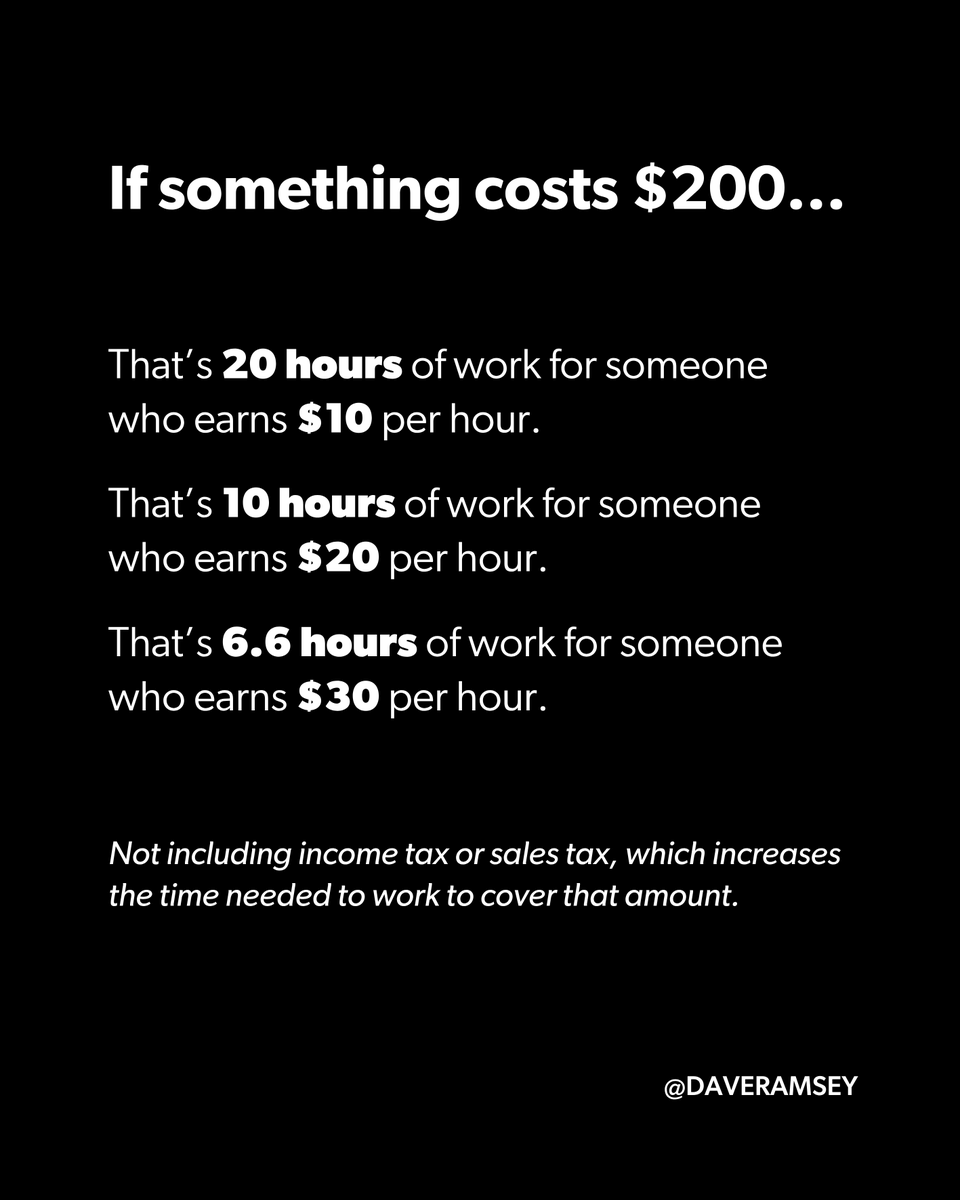 DaveRamsey's tweet photo. Money isn't just a number in an account.
It represents your time and your effort. https://t.co/bvDAwr3kd0