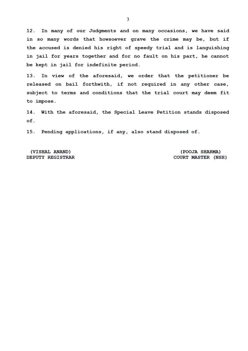A bench consisting of J. JB Pardiwala has depreciated the finding of the Allahabad High Court for considering the judgement of Apex Court in unjust way and denying the bail to accused in  case who was languishing in jail for more than 9 years.

<a href="/Gyanendrapbh/">Gyanendra Singh</a> <a href="/SauravDassss/">Saurav Das</a>