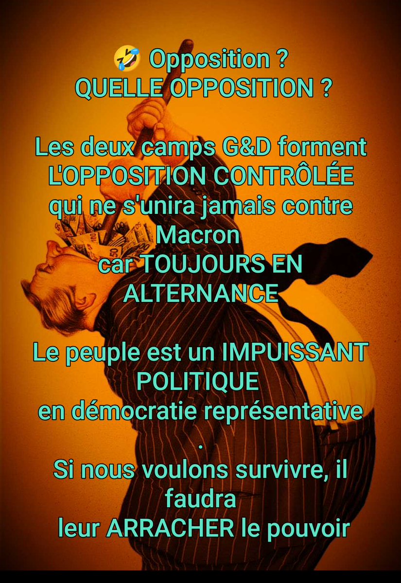 PatRowvitt's tweet image. Foutons TOUS nos pourritiques dehors!
Nul besoin de l'élection, de représentants, ces traîtres voleurs assassins
#Frexit le peuple récupère ses frontières, lois votées par #RIC, l'Administr. gère, contrôleur tiré au sort
200ans de démocratie des Athéniens
youtu.be/hL_GRPGGMPs