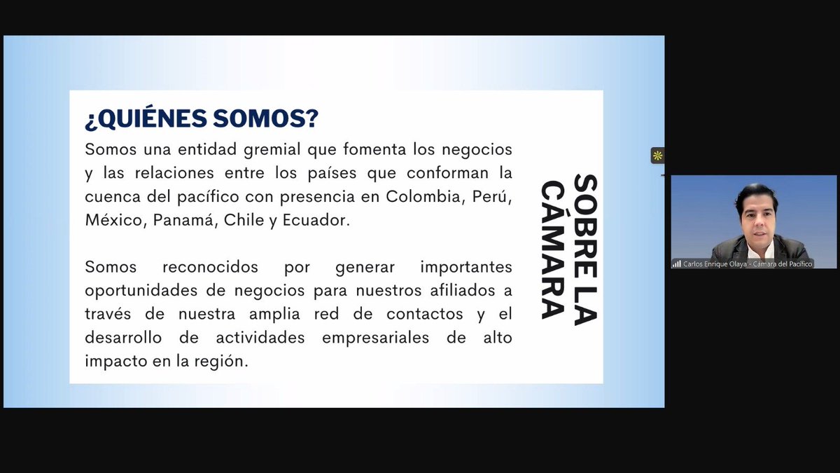 Csoftmty's tweet image. Estamos en el #webinar "Sostenibilidad y Compliance: Claves para el cumplimiento normativo y la reputación corporativa a largo plazo". Lo organizamos el #Csoftmty y la @camarapacifico.

La Cámara del Pacífico tiene presencia en Colombia, Perú, México, Chile, Panamá y Ecuador.