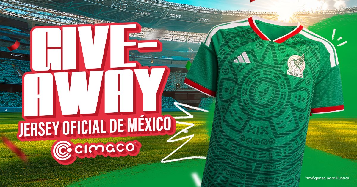 CimacoMexico's tweet photo. En Cimaco, queremos celebrar la pasión que nos une.  🇲🇽
Por ello, iniciamos una dinámica oficial para ganar la Jersey Oficial de la Selección Mexicana.
¿Qué tienes que hacer?
1️⃣ SÍGUENOS EN TWITTER 👀
2️⃣ RT a este post para que el fútbol llegue a todos.
3️⃣ LIKE a la publicación. 📸👇
📍 Todo México participa.
🗓️ Cierre: 22 de mayo.
🚫 Nota: Colaboradores Cimaco, no participan.