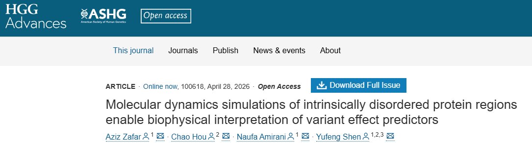 HGGAdvances's tweet photo. 🧬 New from Zafar et al!
📄Molecular dynamics simulations of intrinsically disordered protein regions enable biophysical interpretation of variant effect predictors
👉 https://t.co/EdF8AyOKmm https://t.co/90xOZqoz89
