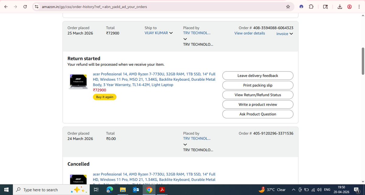 singhjeeIT's tweet photo. @amazonIN  @jagograhakjago @consaff  It’s been over 1 month since my return pickup issue for Order #408-3594088-6064323 remains unresolved despite multiple complaints, emails, and evidence submissions. Amazon denied refund without sharing valid pickup/refusal proof. #Amazonfraud https://t.co/KwV1nIUyGQ