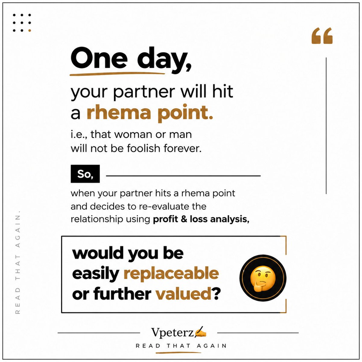 Instance777's tweet photo. One day, clarity comes.
And when it does, everything gets re-evaluated.
Life rewards decisions, not appearances.
Compatibility is not optional.
✍🏽 Vpeterz
Read that again. https://t.co/CNFpJtONfJ
