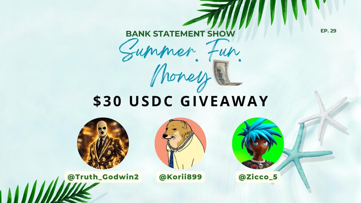BankStatementHQ's tweet image. Big congrats to our Bank Statement Show - Episode 29 winners! 💸

30 USDC secured ($10 each). We appreciate you being part of the Bank Statement Family! Congratulations fam 📷

@Truth_Godwin2
@Korii899
@Zicco_5

Let’s keep building together. 📷🎙️ #bankstatement #show #podcast