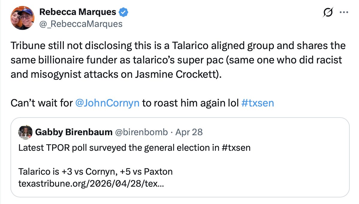 NTXDems's tweet image. This account pushed propagada the entire cycle and now is supporting the Republicans in the Senate General Election.