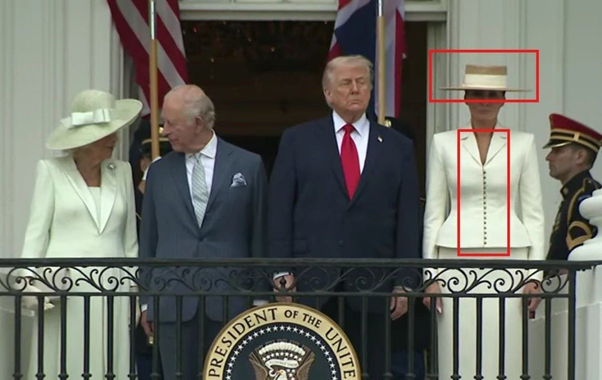 gazzati's tweet image. 🇺🇸 🇬🇧 Мелания Трамп @FLOTUS45 на встрече с Карлом III была одета в узнаваемом стиле принцессы Дианы. Которая была в браке с Карлом, когда тот был наследным принцем Чарльзом, развелась с ним, а потом после серии скандалов погибла в автокатастрофе. 

#trump #fashion