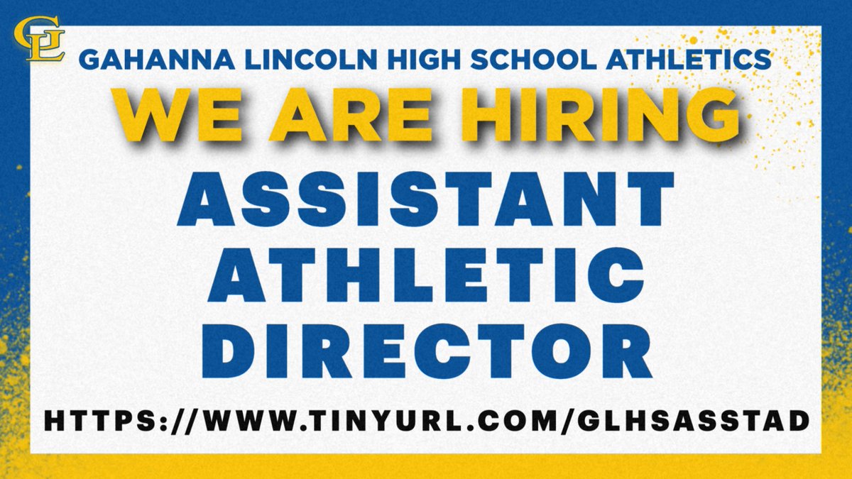 MatthewWelshAD's tweet photo. Gahanna Lincoln Athletics is accepting applications for our High School Assistant Athletic Director position. This is a full-year position. Please submit your application online at https://t.co/0DyZQIb8Ke https://t.co/TG6s5cvVYT