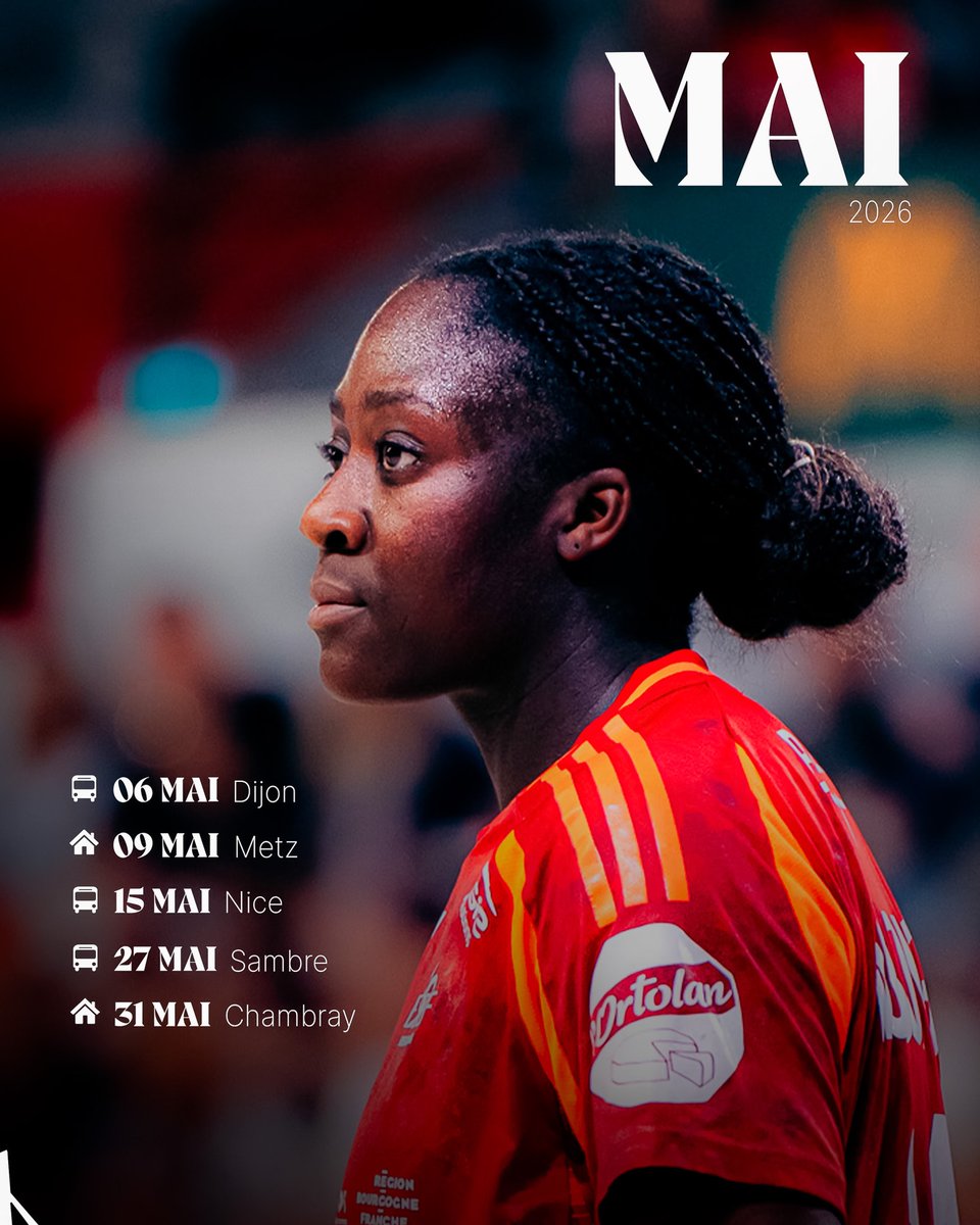 ESBF_Handball's tweet photo. 𝑳𝒆 𝒔𝒑𝒓𝒊𝒏𝒕 𝒇𝒊𝒏𝒂𝒍.

Un mois de mai au rythme effréné, entre un derby brûlant à Dijon, la réception du cador messin et un dernier rendez-vous au Palais face à Chambray 🌋

🎟️ Billetterie en ligne : https://t.co/qd64H8OQXA

𝐶ℎ𝑎𝑞𝑢𝑒 𝑚𝑎𝑡𝑐ℎ 𝑐𝑜𝑚𝑝𝑡𝑒𝑟𝑎. https://t.co/6UB5x5HgJw