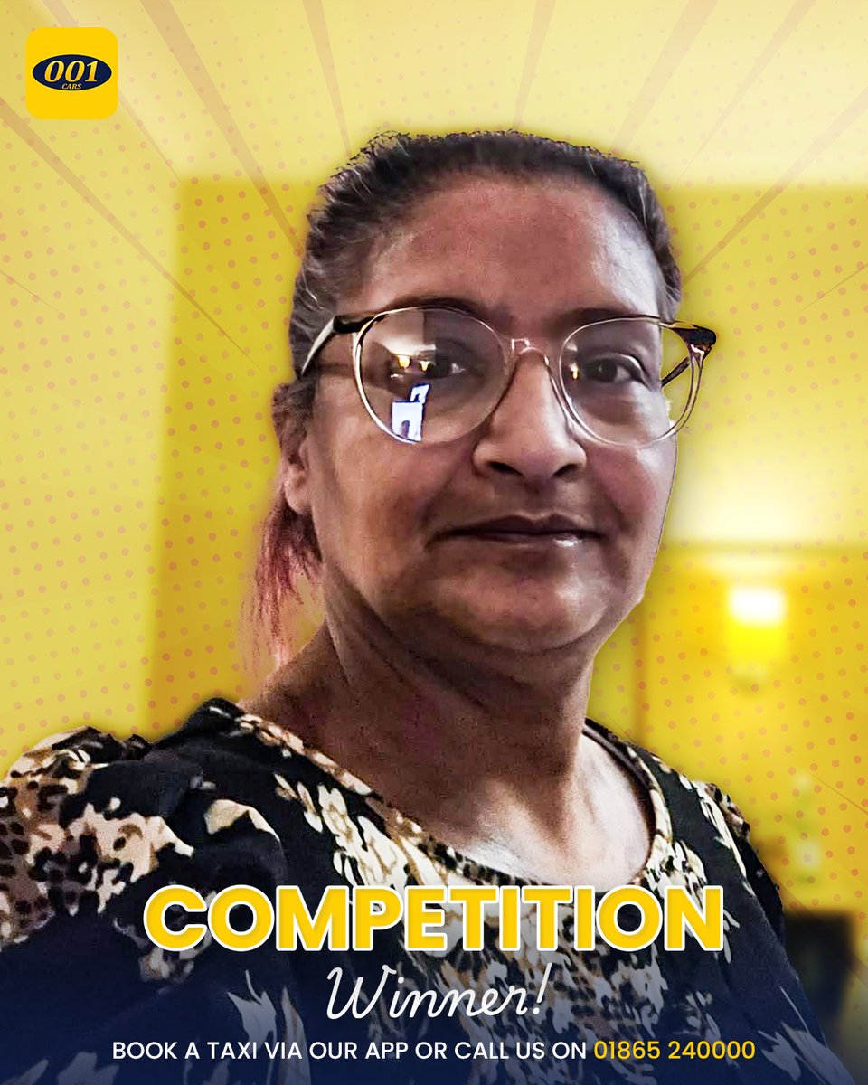 001Taxis's tweet image. 🎉Congratulations Syeda Ferdousi Butterworth on winning this months competition!
Keep an eye out for the next competition!
Make sure to enter for a chance to win!
#Oxford #taxi #competition #001taxis #winner