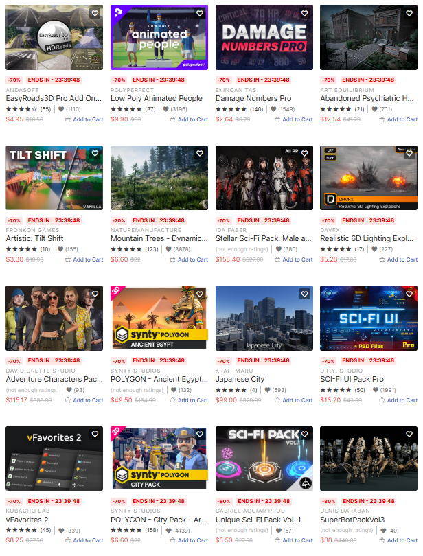 highmix's tweet image. Unityアセットストアにてタイムセール「フラッシュディール」開催中！

日替わりで対象アセットが最大95%OFFと超お得！
24時間ごとに割引率が下がるのでお早めに

セールURL
assetstore.unity.com/?flashdeals=tr…

ブログで紹介中
hobby.c.highmix-w.net/archives/8781

#unity3d #flashdeals #ad #PR