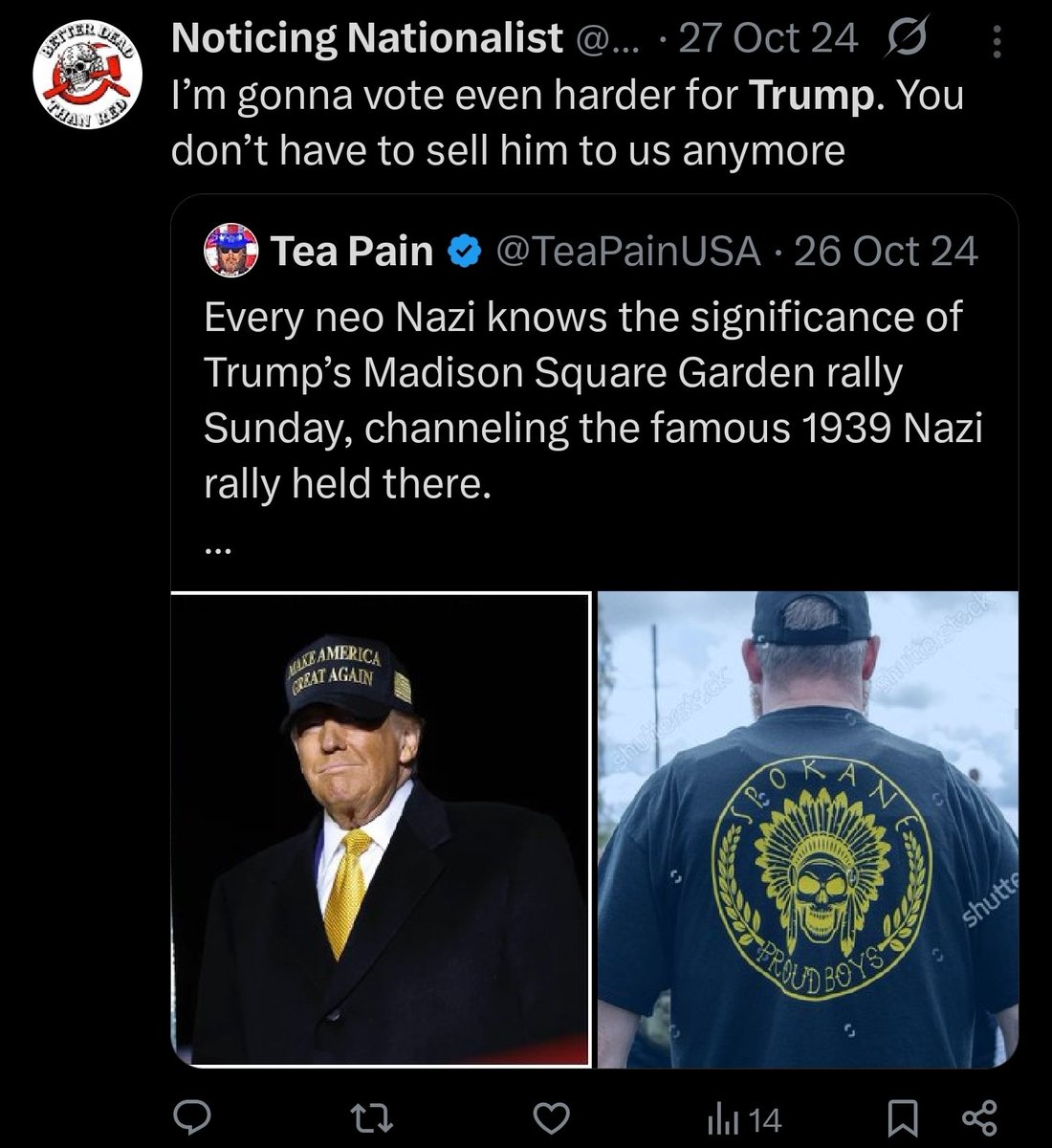PeppermintMufin's tweet photo. @FloridianC61904 @TwiterBug1234 @adammocklerr "I don't support him I swear! I did however vote for him three times" you're just a pussy that plays the optics game when you're caught defending this delusional retard. No opinion you spew mirrors your voting patterns lil bro. https://t.co/gz1Qe4tLTq