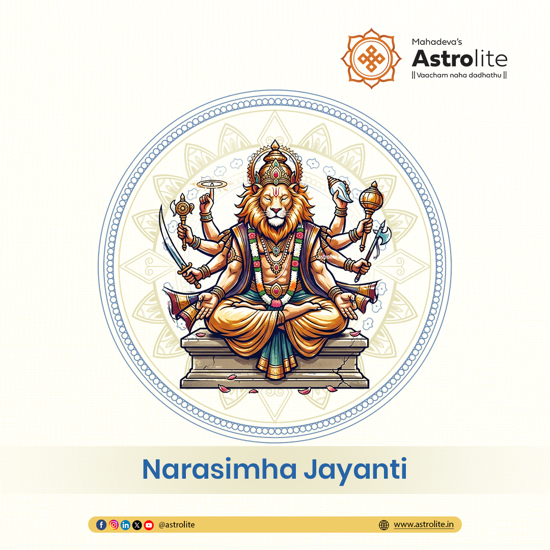 astro_lite's tweet image. On the divine occasion of Narasimha Jayanti, may the fierce grace of Lord Narasimha remove all fears and negativity from your life. A symbol of protection, courage, and righteousness, his energy reminds us that truth always prevails. 
#NarasimhaJayanti #DivineProtection #Spirit