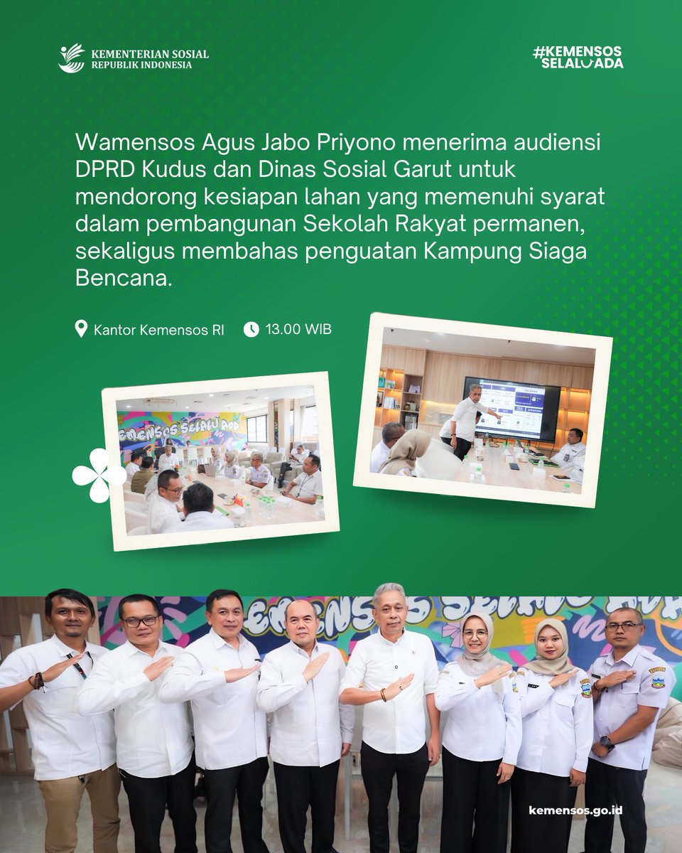 KemensosRI's tweet photo. Pembangunan Sekolah Rakyat permanen terus dipercepat untuk membuka akses pendidikan yang lebih luas bagi anak-anak dari keluarga miskin, setelah tahap rintisan menjangkau ribuan siswa. https://t.co/I5gB7q1zsr