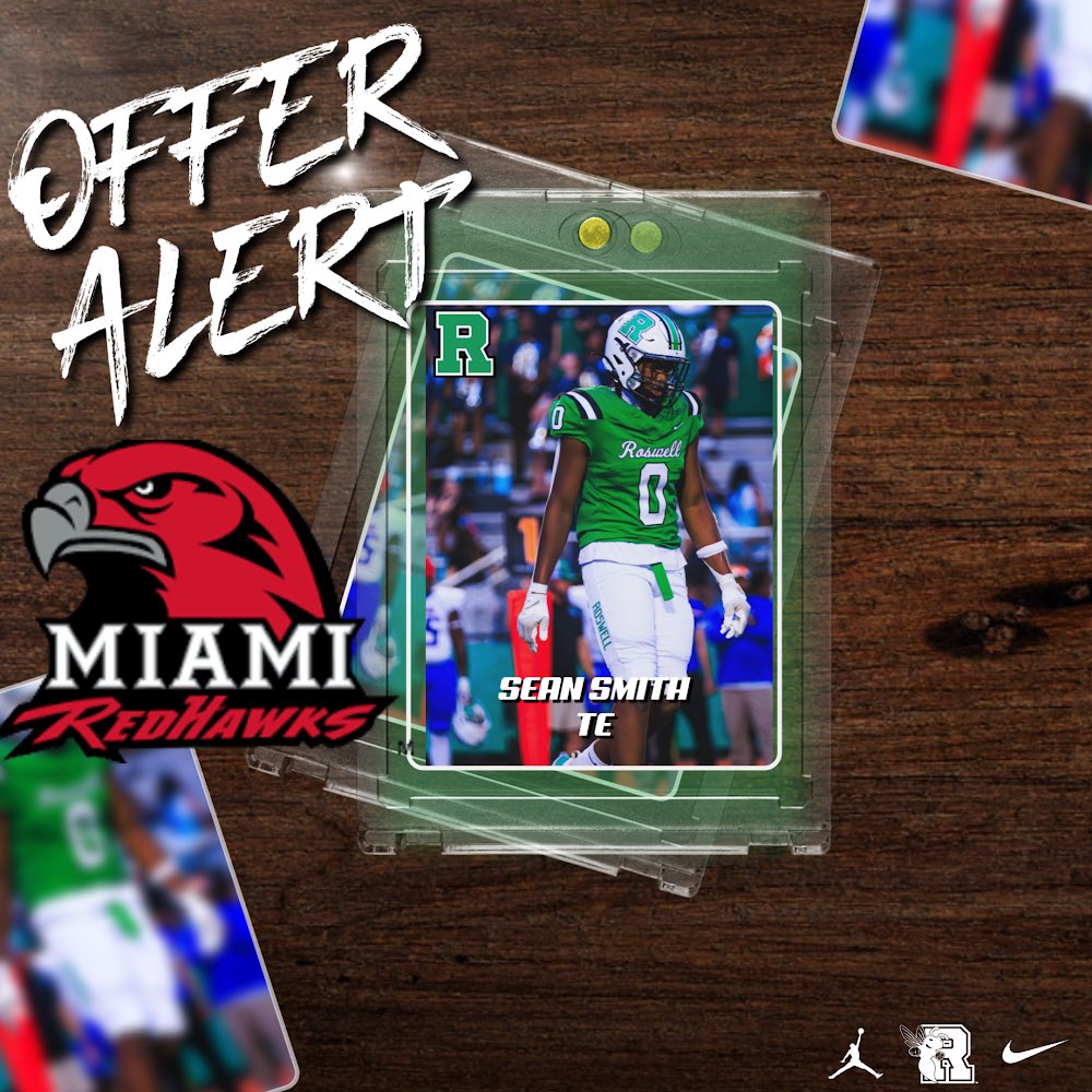 Roswell_FB's tweet photo. 🚨OFFER ALERT 🚨 

TE @SmithSean0 picks up an offer from Miami of Ohio today!

#ELITE https://t.co/qj92A6t3JQ