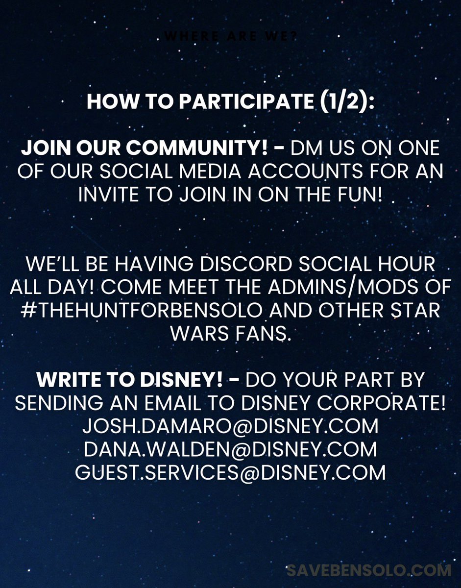 TheHuntForBen's tweet photo. Let's show Disney the demand for #TheHuntForBenSolo is still alive worldwide! Here's how you can take part no matter where you are! #BenSoloLives #StarWars #DigitalRallyforBenSolo https://t.co/7vj4emesbq