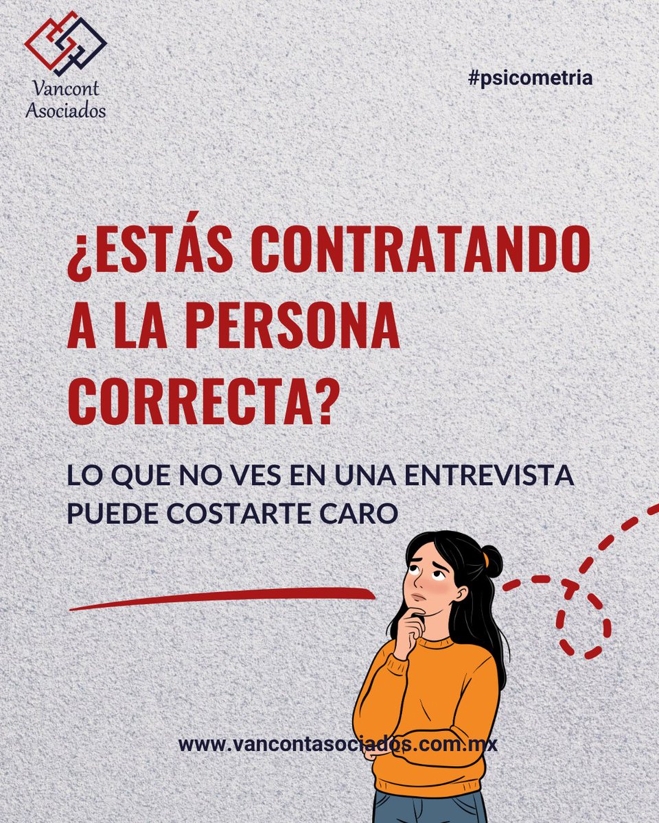 VancontAsoc's tweet image. 🚨 ¿Estás contratando a la persona correcta?

Una mala contratación no solo cuesta dinero…
también tiempo, productividad y estabilidad en tu equipo.

🧠 Aquí es donde entran las baterías psicométricas.

(Parte 2 👇)

#RecursosHumanos #Reclutamiento #PYMES #VancontAsociados