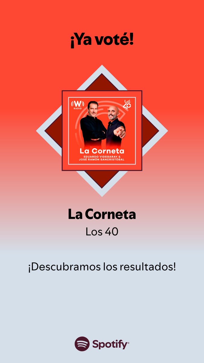 ¡Acabo de votar por este evento! Explora esta playlist para obtener más información.  open.spotify.com/playlist/37i9d…