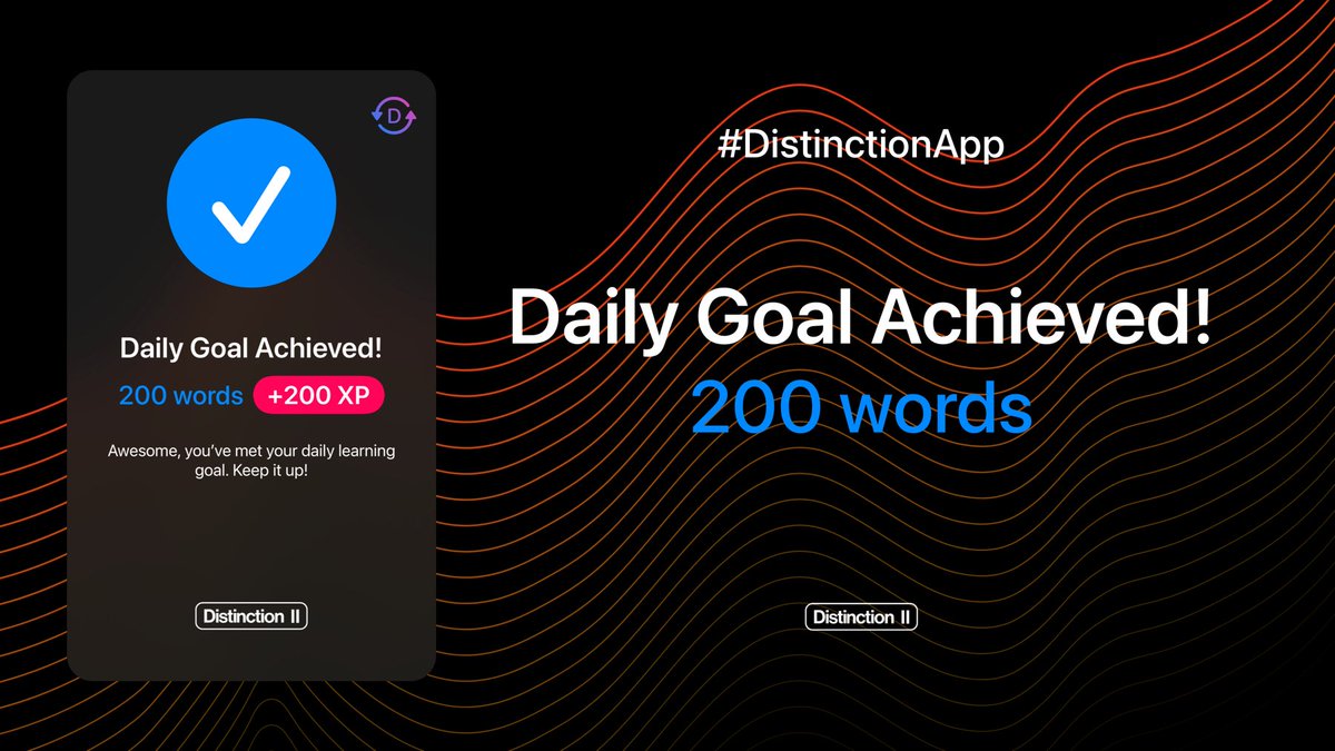 SweetsmonstR's tweet photo. Distinction チャレンジ学習報告
【1日目】
教材：Distinction 2 / アプリ
範囲：1–200（200語 / 0.50周）
時間：1時間0分
感想：Had a busy day, so I ended up finishing this right before bed. Time to sleep. 😴
#英単語帳Distinctionチャレンジ #Distinction #英語学習 https://t.co/yhshqbwJkE