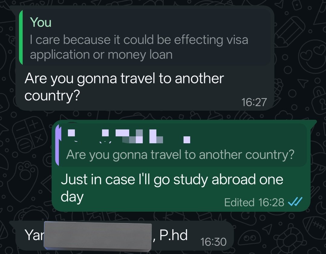 phieratales's tweet photo. Silent wish from my bestie. I know he just typed it because I mentioned studying abroad. But I really take it as a manifest. It's like he really believes about my capacity and capability. And I want to make this manifest come true. Please keep in touch until I get that title https://t.co/uGFrt4yDdJ