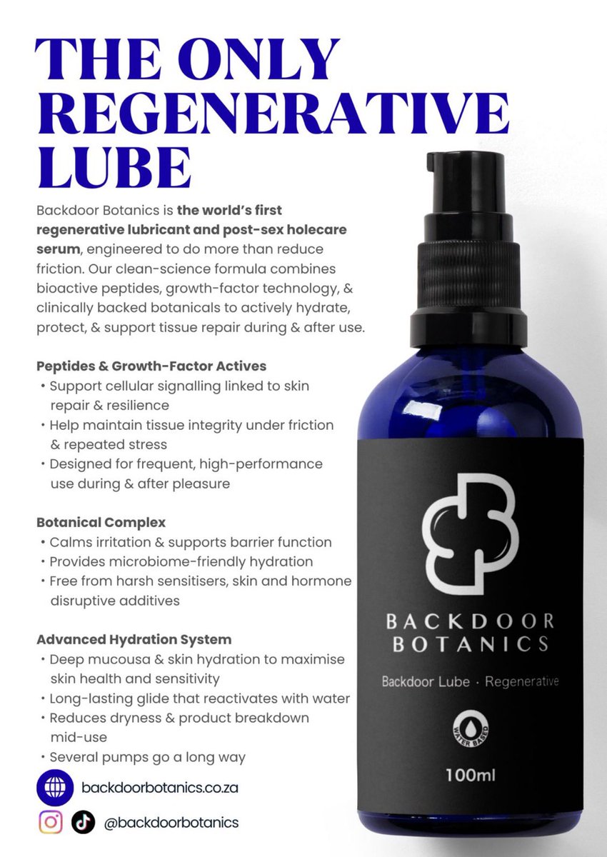 KurtRogers2023's tweet photo. Proudly South African - @DiariesofBB &amp; @KurtRogers2023 
The only regenerative lube / sex serum. 
•Anti-Inflammatory 
• Healing 
• Peptides &amp; Hyaluronic Acid…
My ass has never looked and felt younger ! 😛😈 https://t.co/PEJ6rzH4F1
