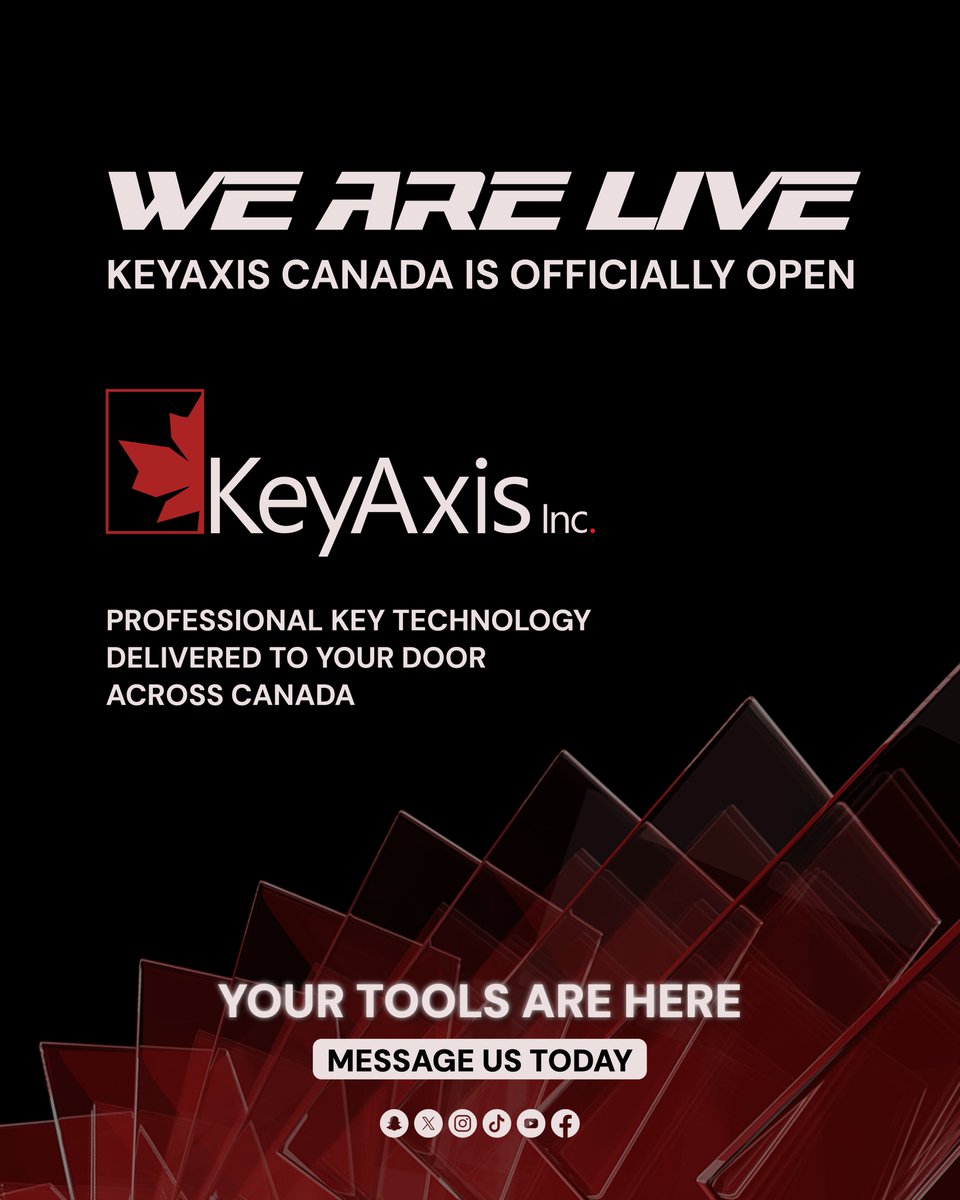 kyaxis896's tweet image. KeyAxis is launching its digital presence 🇨🇦Specializing in key supply, smart key solutions, and advanced access systems, built for precision, reliability, and modern security. Visit: kyAxis.com 📷 #KeyAxis #KeySolutions #AccessControl #SecuritySystems #SmartAccess