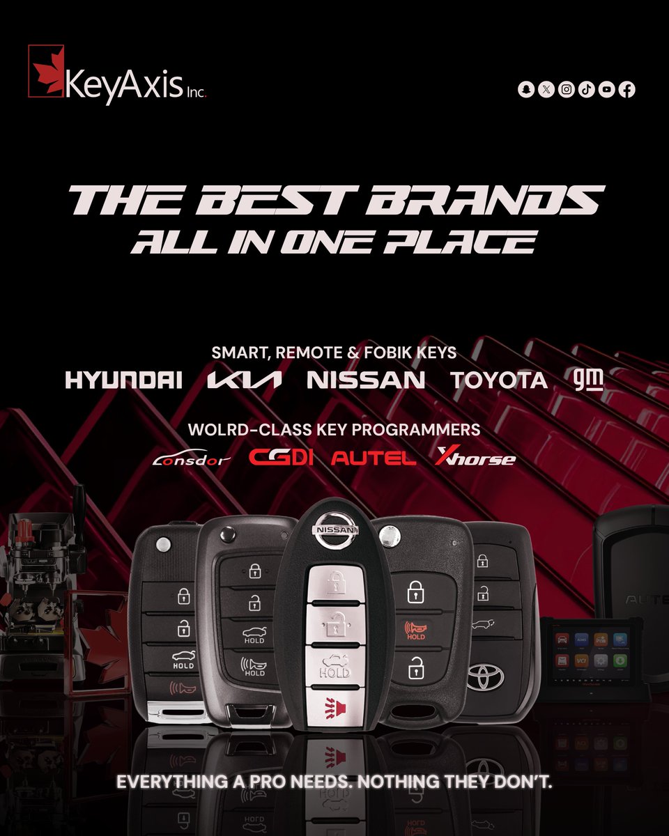 kyaxis896's tweet image. KeyAxis is launching its digital presence 🇨🇦Specializing in key supply, smart key solutions, and advanced access systems, built for precision, reliability, and modern security. Visit: kyAxis.com 📷 #KeyAxis #KeySolutions #AccessControl #SecuritySystems #SmartAccess